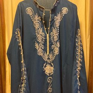 Blue Embroidered Egyptian Caftan